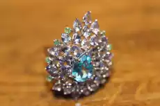 Pierścionek 925 r 16 Swiss Blue topaz tanzanity Biżuteria i zegarki Wyroby jubilerskie Pierścionki