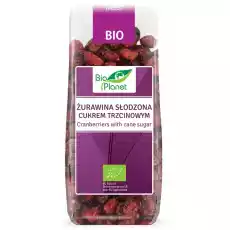 Żurawina Słodzona Cukrem Trzcinowym 100 g Bio Bio Planet Artykuły Spożywcze