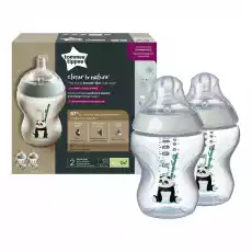 Tommee Tippee Closer To Nature butelka do karmienia ze smoczkiem silikonowym 0m Panda 2x260ml Dla dziecka Akcesoria dla dzieci