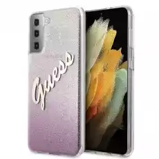 Guess GUHCS21MPCUGLSPI S21 G996 różowypink hardcase Glitter Gradient Script Telefony i akcesoria Akcesoria telefoniczne Etui