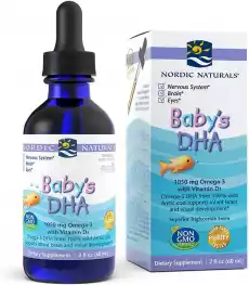 Nordic Naturals Babys DHA 1050mg Omega 3 dla dzieci z witaminą D3 w kroplach 60ml Sport i rekreacja Odżywki i suplementy