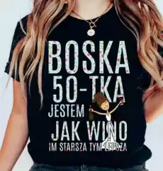 czarna koszulka na 50 urodziny boska 50 dla brunetki Odzież obuwie dodatki Odzież damska Tshirty i koszulki damskie