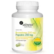 ALINESS BROMELAINA 500MG PAPAINA 200MG 100 KAPSUŁEK VEGE Zdrowie i uroda Zdrowie Witaminy minerały suplementy diety