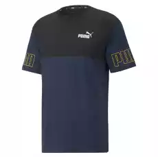 Koszulka męska Puma Power Colorblock granatowa 67156773 Odzież obuwie dodatki Koszulki