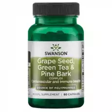 SWANSON Grape Seed Green Tea Pine Bark 60caps Artykuły Spożywcze